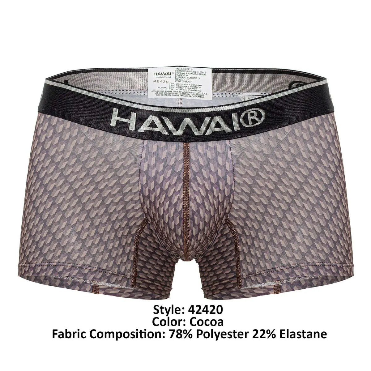 HAWAIR 남성용 속옷 42420 프린트 트렁크 코코아 색상