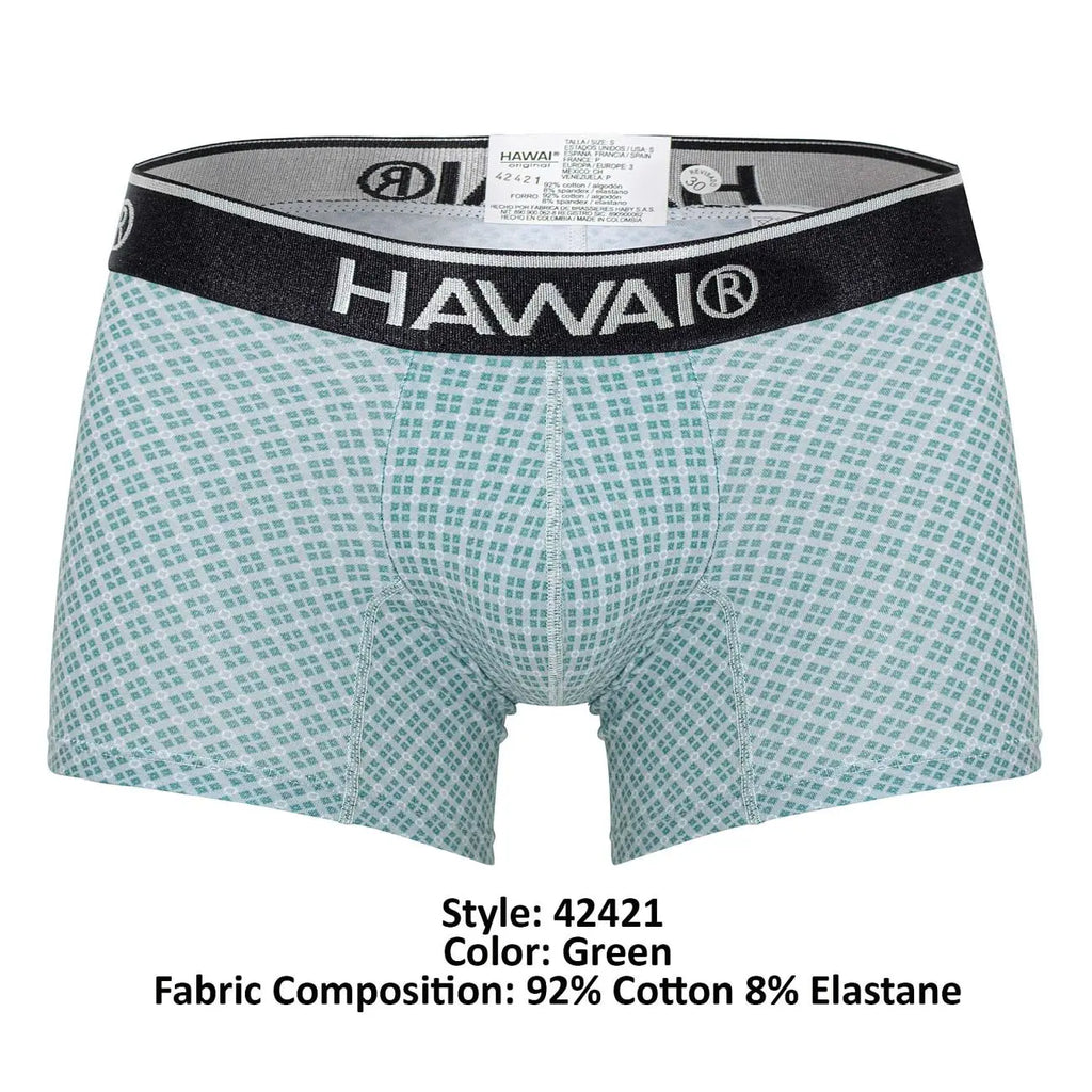 HAWAIR メンズ下着 42421 プリント トランクス カラー：グリーン