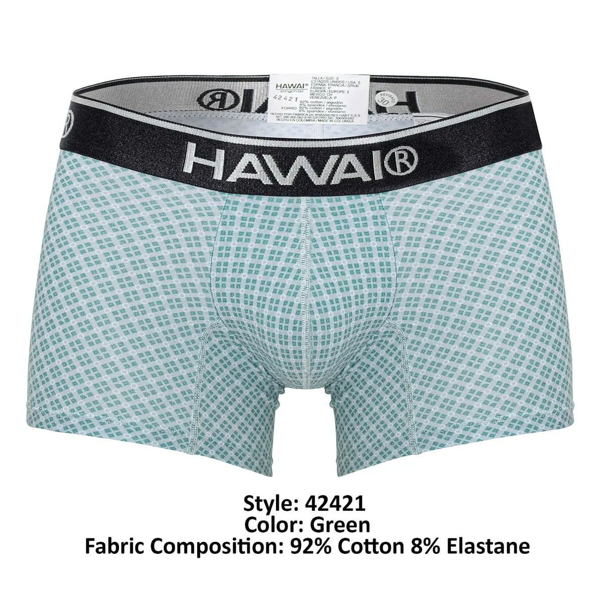 HAWAIR メンズ下着 42421 プリント トランクス カラー：グリーン