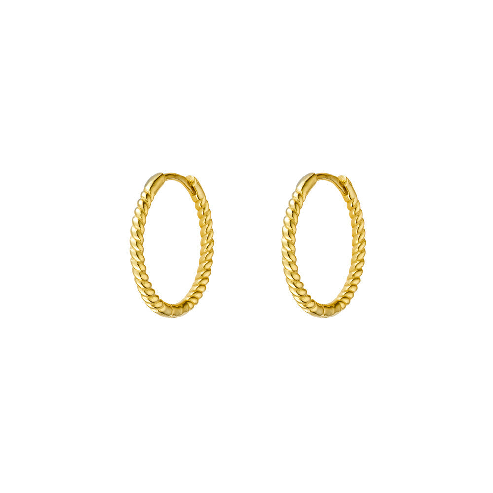 Sterling Silver Gold-Plated Textured Hoop Earrings, 13mm