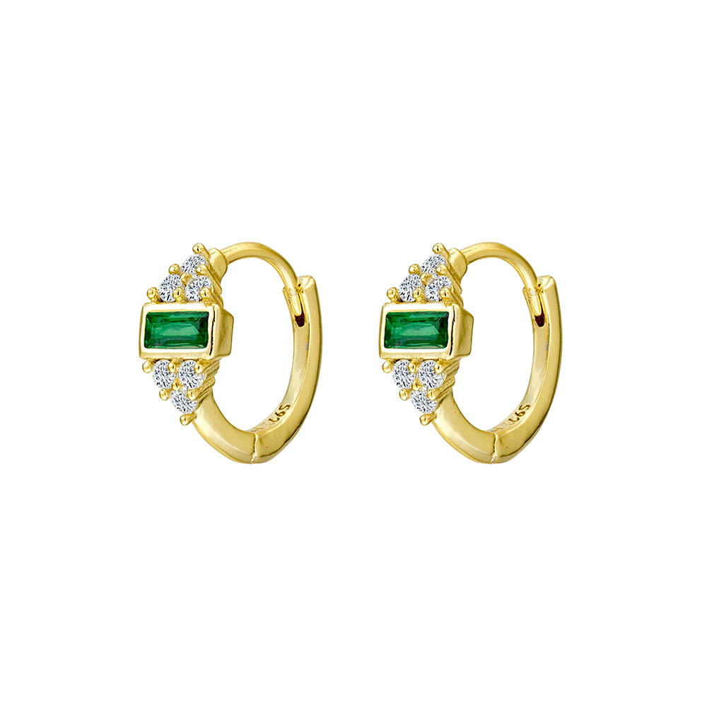 Sterling Silver Gold-Plated Huggie Hoop Earrings with CZ