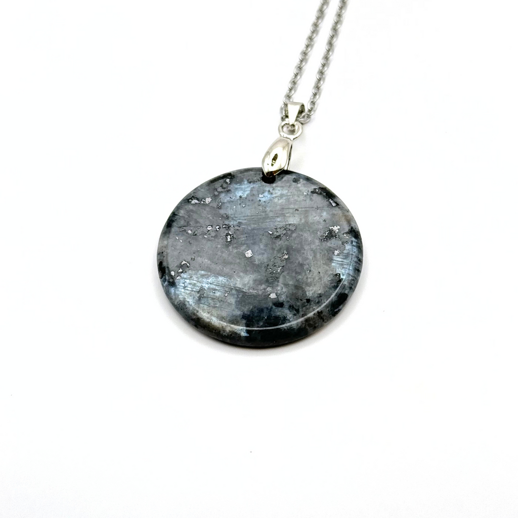 Round Natural Gemstone Plate Necklace