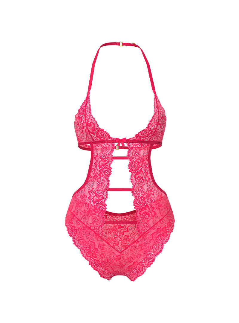 Magic Silk Women's Halter Teddy w/ Snap Crotch