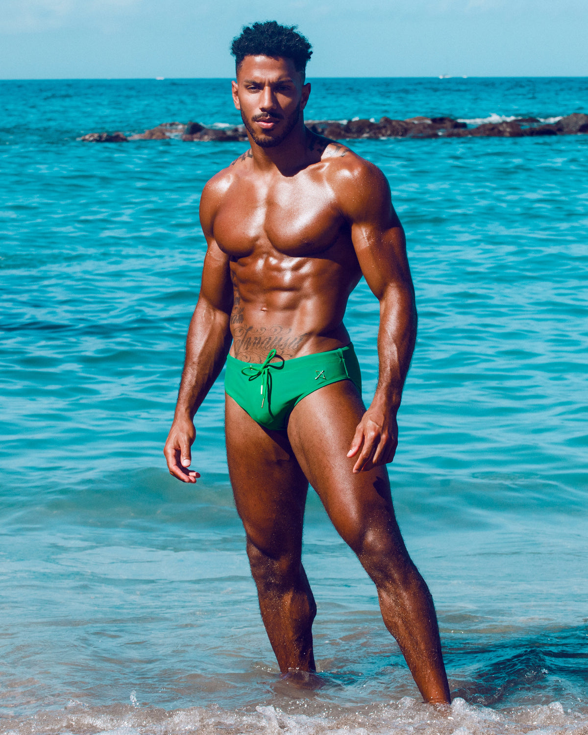 Apollo Swim Brief | Sea Green | Sculpted Fit & Metal Hardware