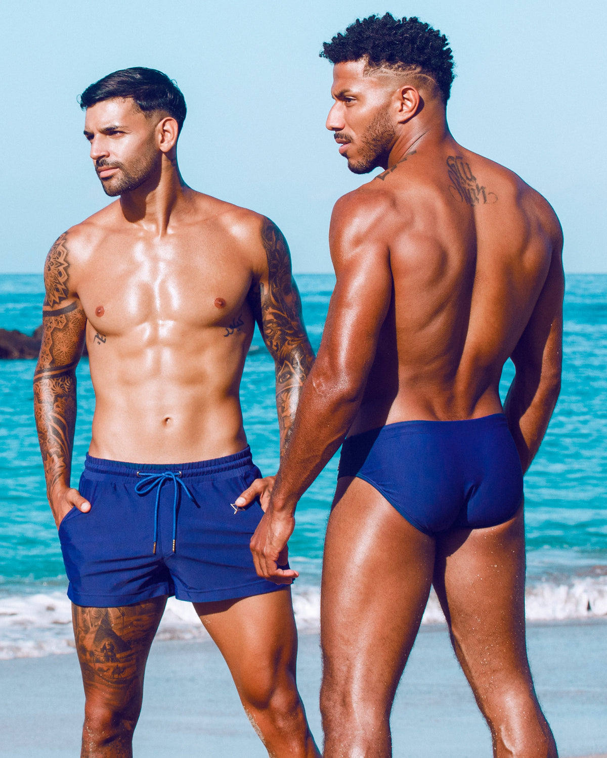 Sagittar 3" Swim Short | Navy Moonlight | Premium Nylon, Gold Hardware