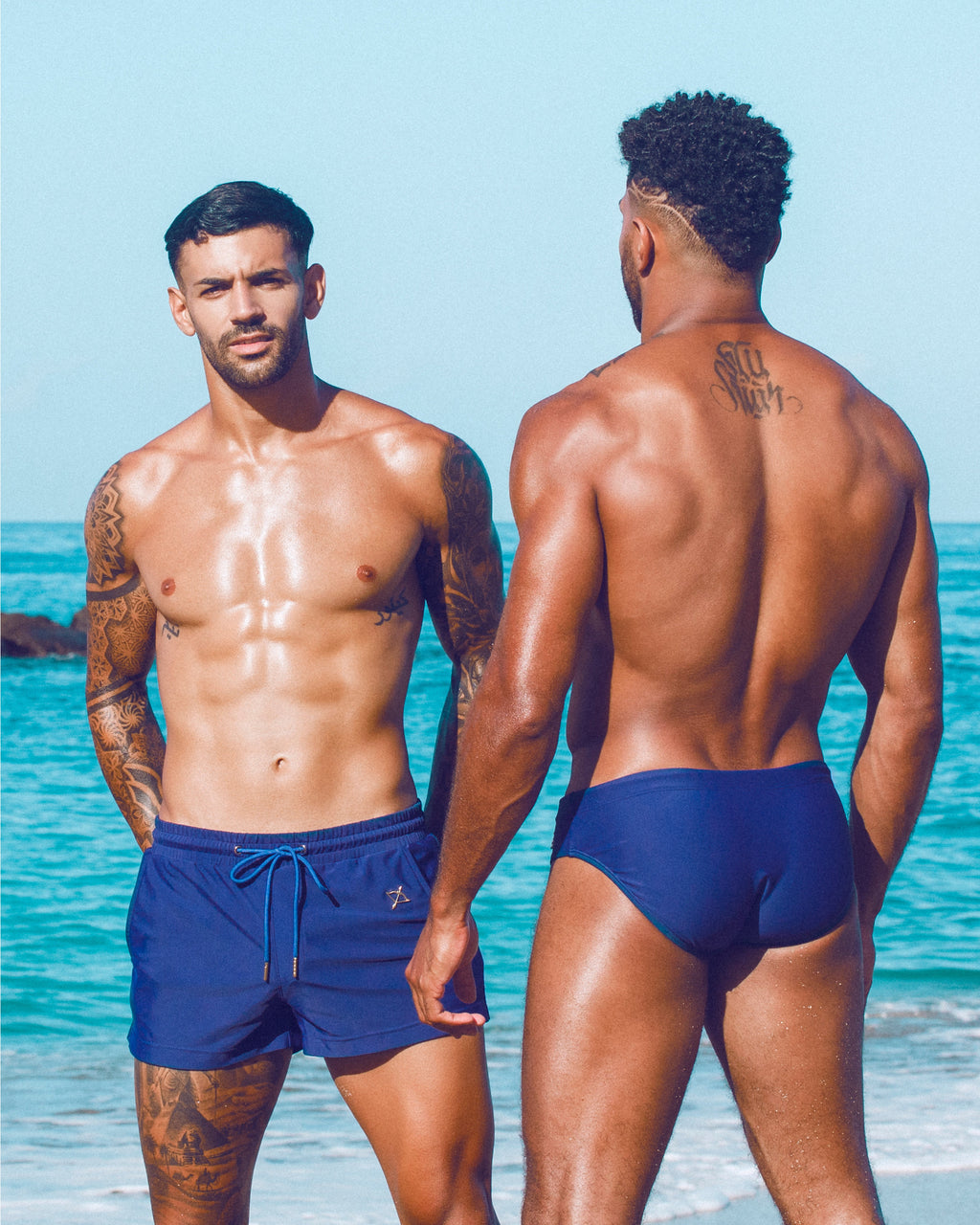 Sagittar 3" Swim Short | Navy Moonlight | Premium Nylon, Gold Hardware