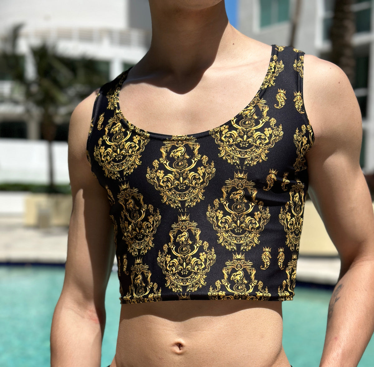 Maris Equi Gold Baroque Men's Crop Tank Top