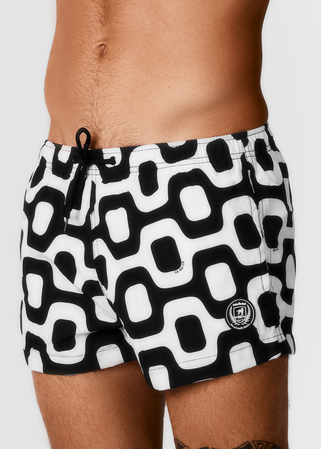 CA-RIO-CA Black & White Pavement Shorts - Italian Shorts