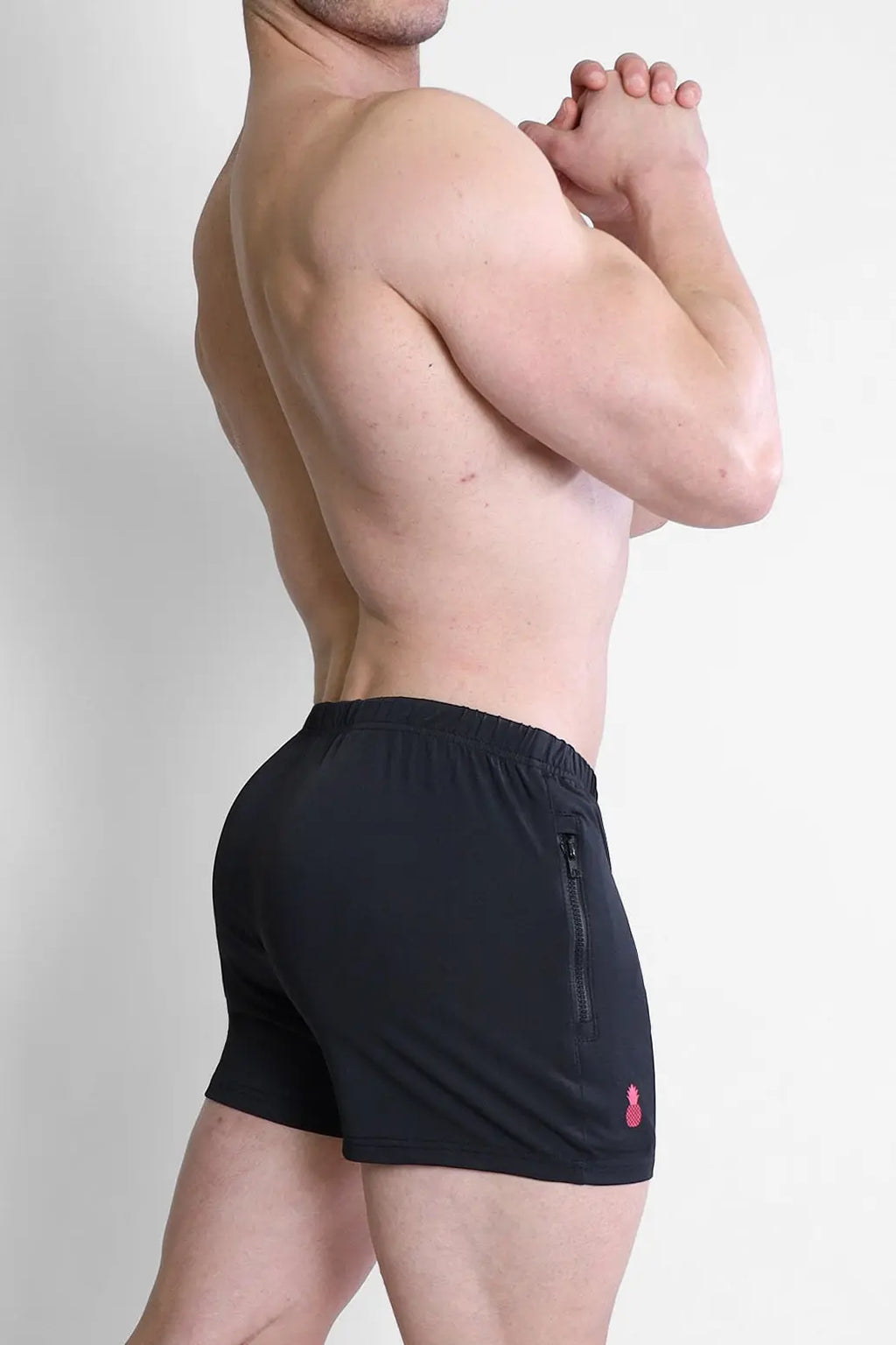 JJ Malibu Men's Karma 2" Short Shorts with Zipper Pockets - Black