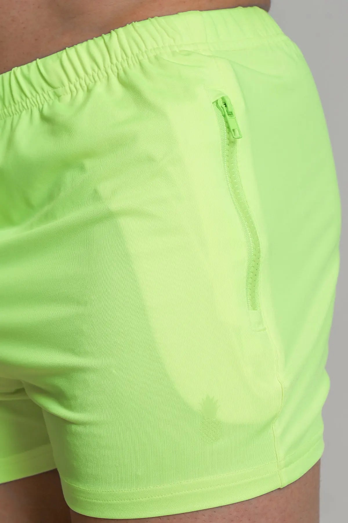 JJ Malibu Men's Karma 2" Short Shorts with Zipper Pockets - Neon Yellow