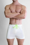 JJ Malibu Men's Karma 2" Short Shorts with Zipper Pockets - White