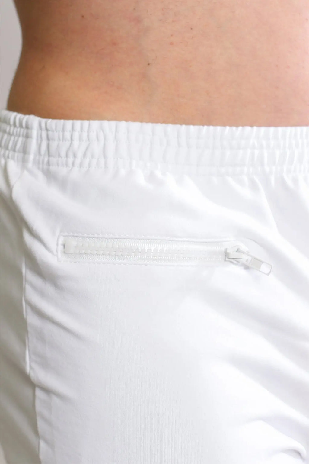 JJ Malibu Men's Varsity 2" Short Shorts with Zipper Pocket  - White