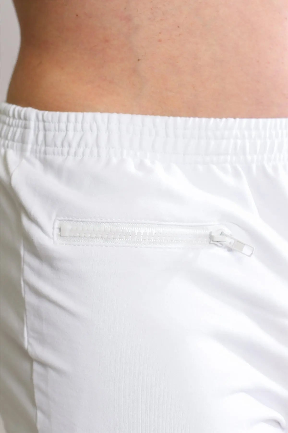 JJ Malibu Men's Varsity 2" Short Shorts with Zipper Pocket  - White
