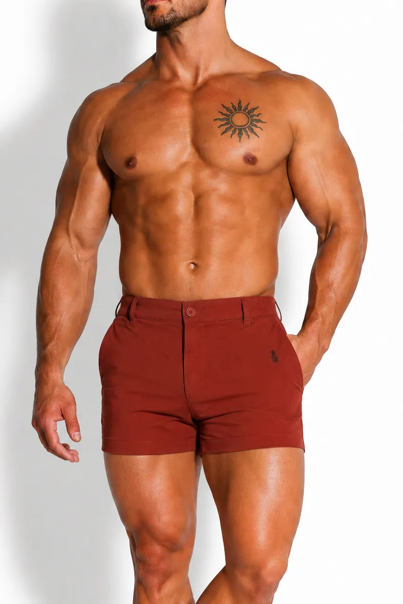 JJ Malibu Men's Muscle-fit Men's 2.5'' Stretchy Chino Shorts - Copper