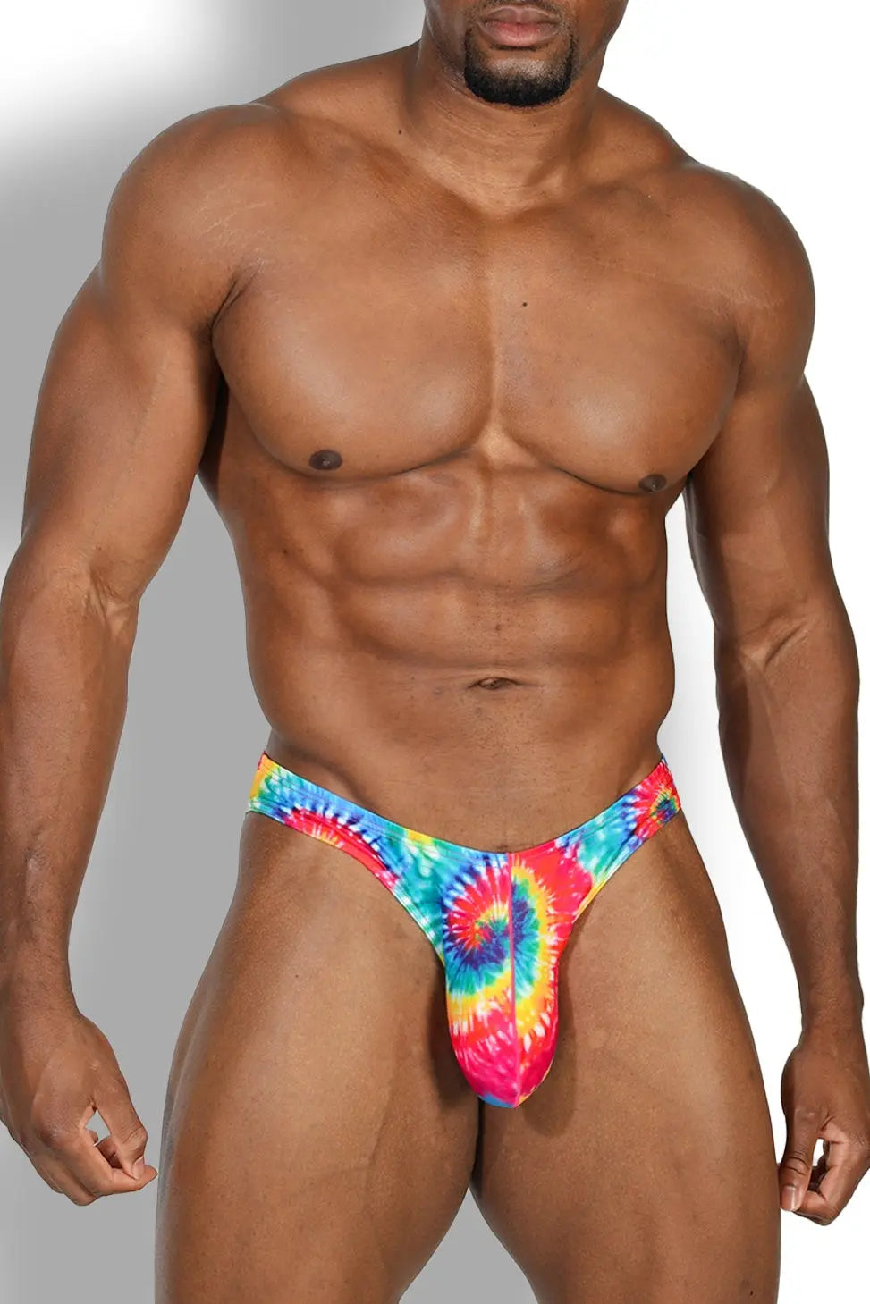 JJ Malibu Men's Slimmer Bulge Briefs - Rainbow Tie Dye