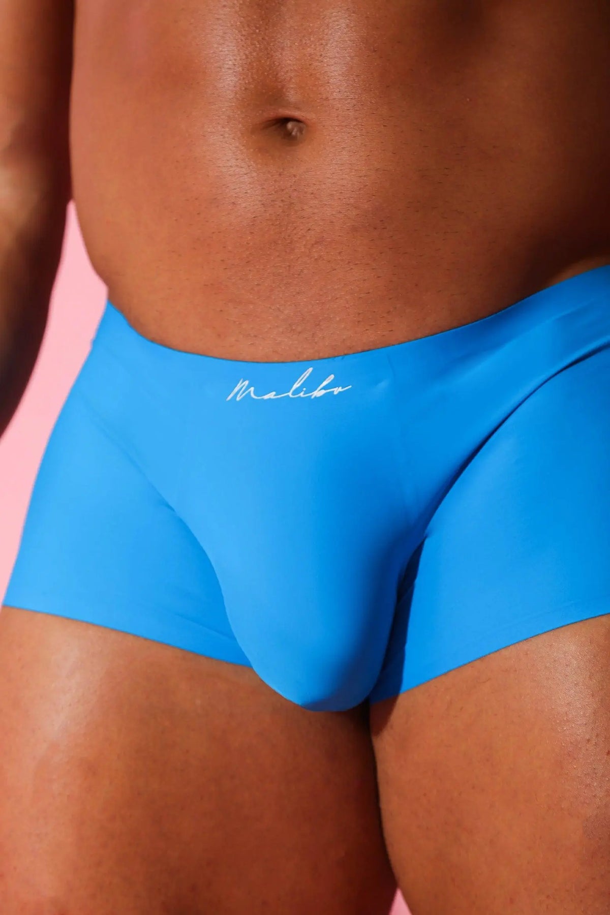 JJ Malibu Men's Come-Over Silky Seamless Boxer Briefs - Neon Blue