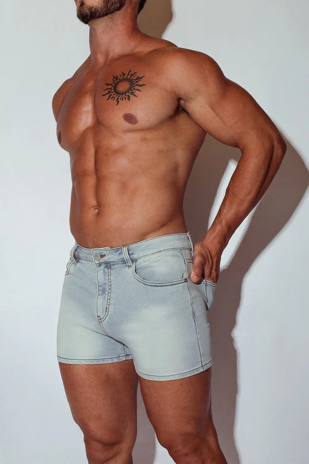JJ Malibu Men's In-Your-Dreams 3.5" Denim Short Shorts - Hazy Blue