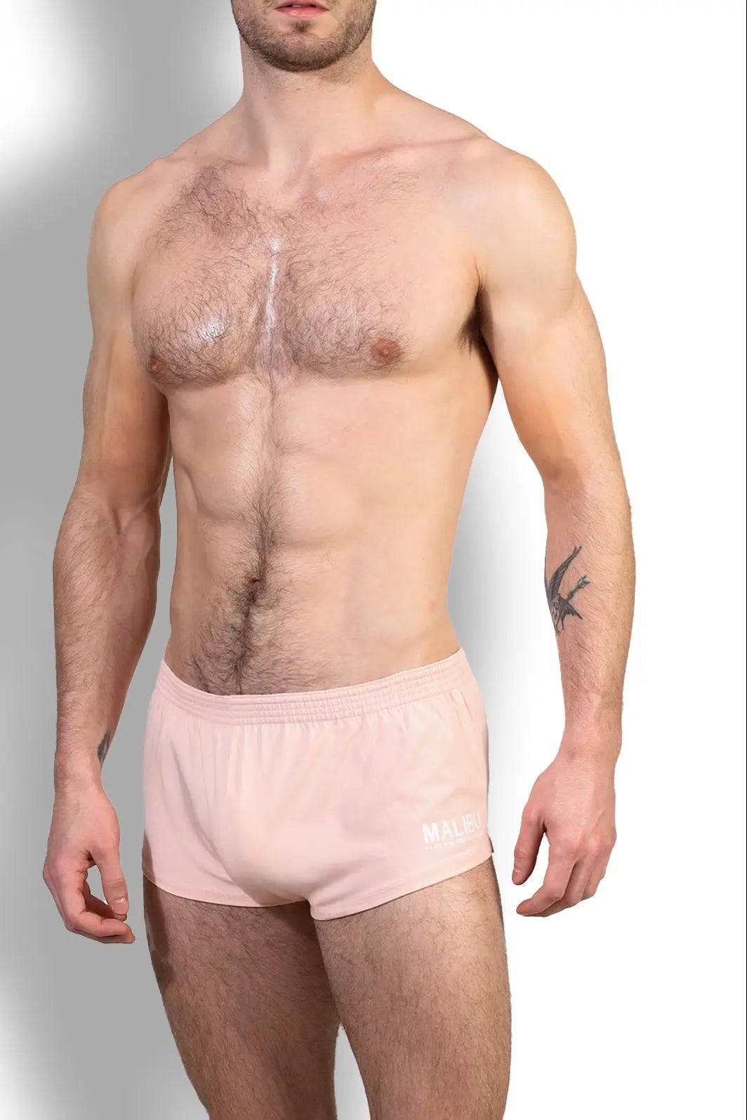 JJ Malibu Men's Stretch-It 2" Short Shorts - Nude Pink