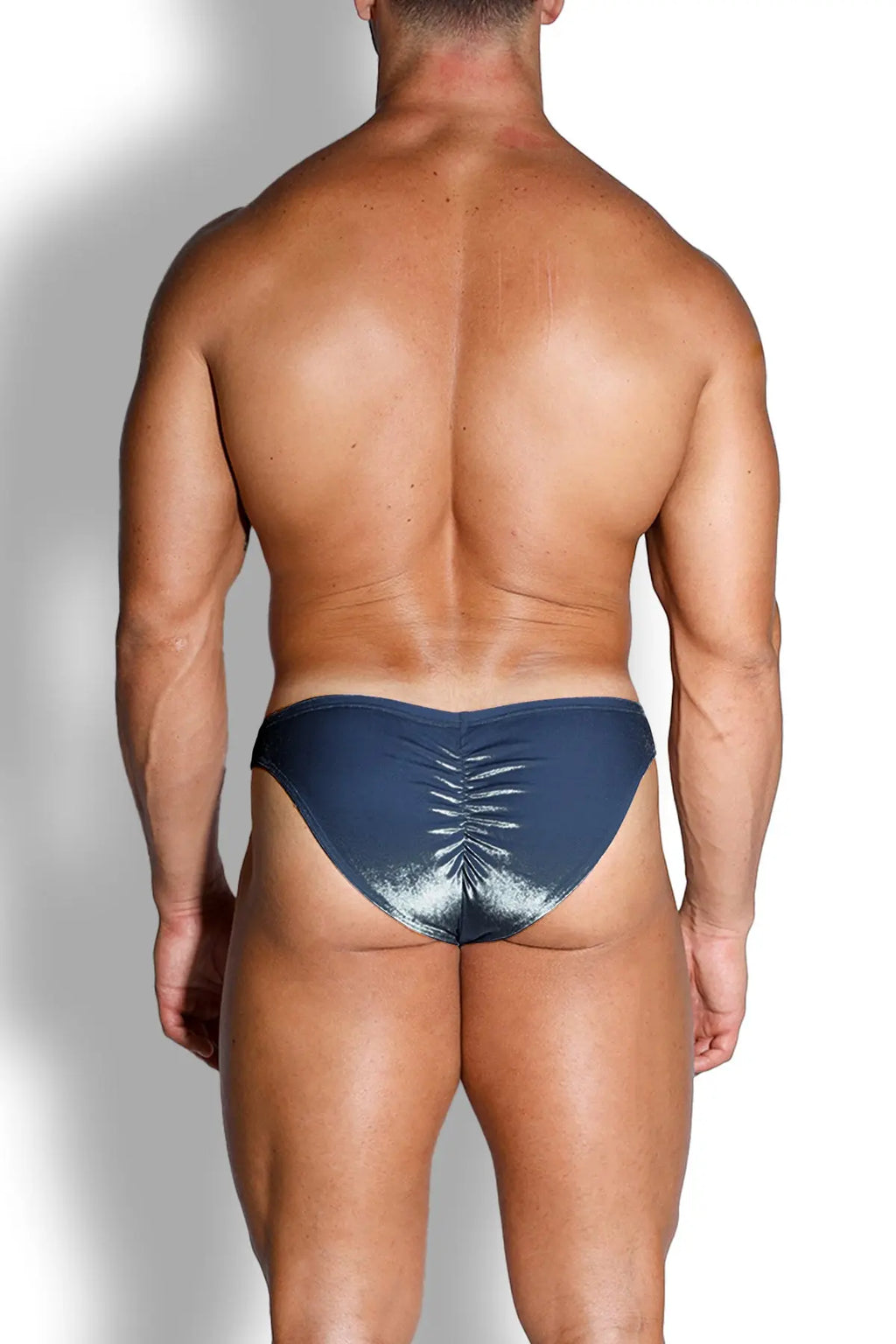 JJ Malibu Men's Velvety Scrunch-Butt Bikini Briefs - Blue