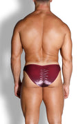 JJ Malibu Men's Velvety Scrunch-Butt Bikini Briefs - Maroon