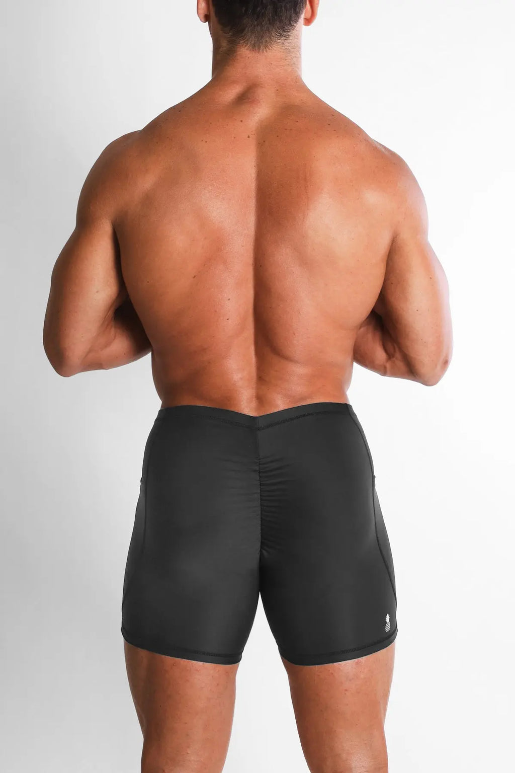 JJ Malibu Men's Lustrous Scrunch-Butt 4.5" Bike Shorts - Onyx Black