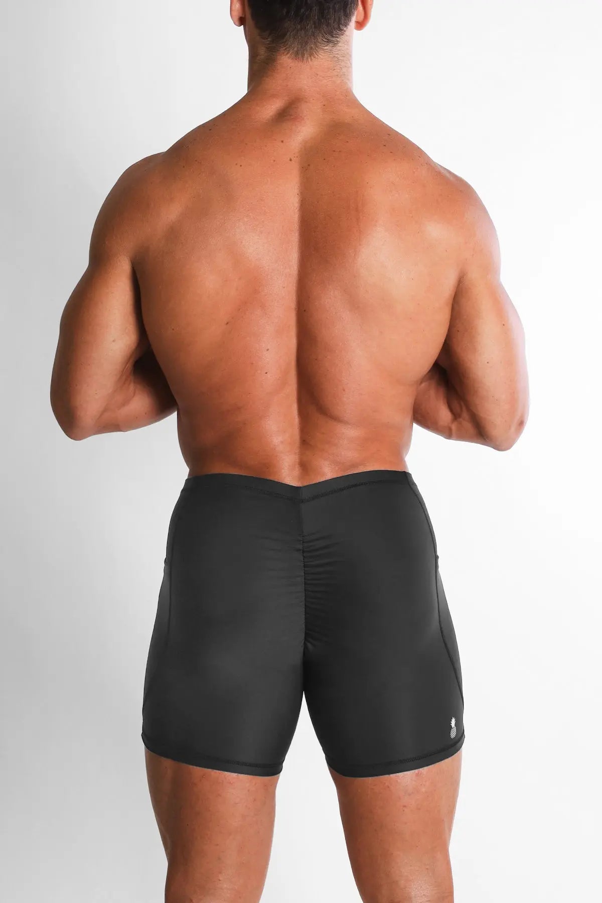 JJ Malibu Men's Lustrous Scrunch-Butt 4.5" Bike Shorts - Onyx Black