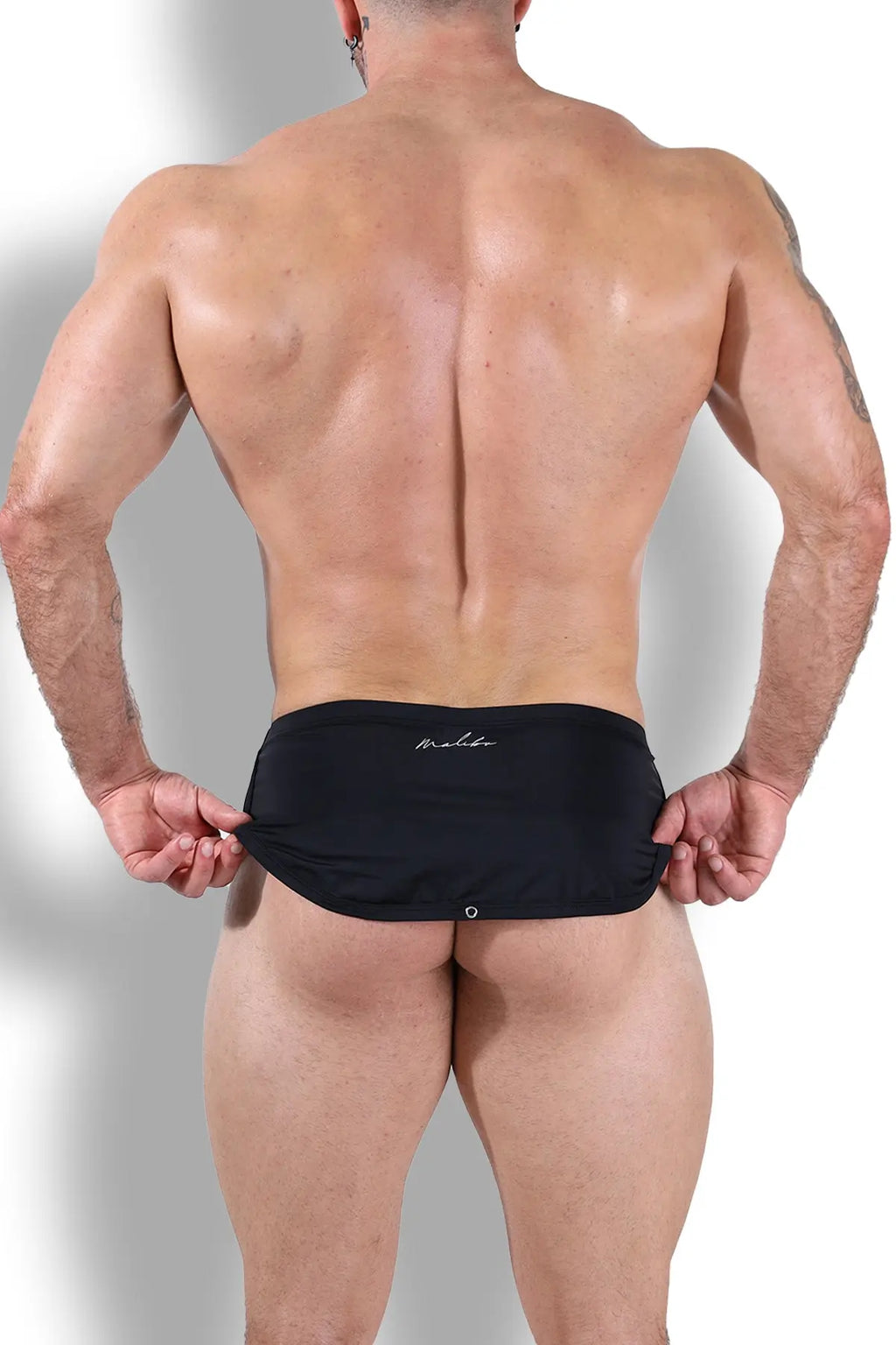 JJ Malibu Men's Cool-Dri 2-in-1 Shorts with Thong Lining - Midnight Black