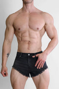 JJ Malibu Men's Cheeky Summer 2.5" Denim Brief Shorts - Black