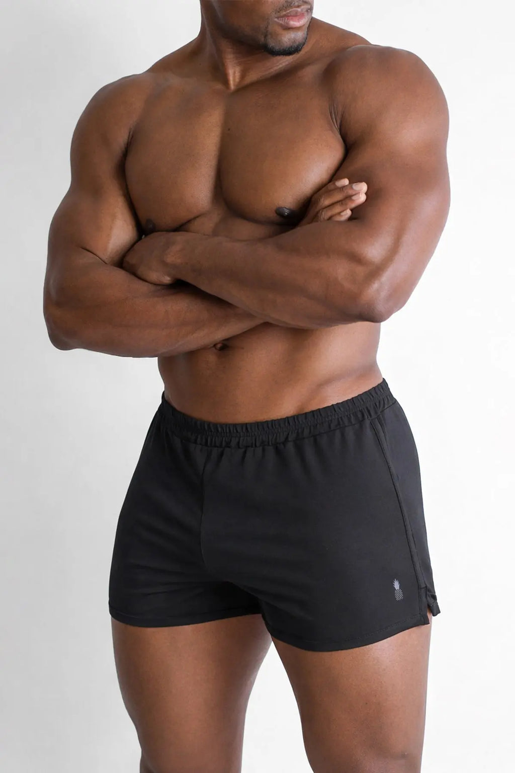 JJ Malibu Men's 2" Side Split Booty Shorts - Midnight Black