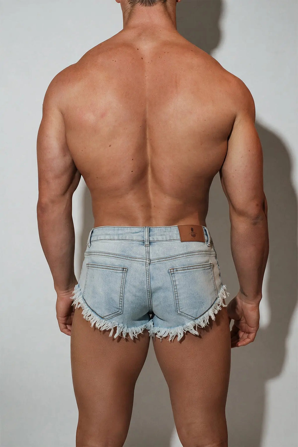 JJ Malibu Men's Vintage Washed Distressed Booty Shorts  - Sky Blue