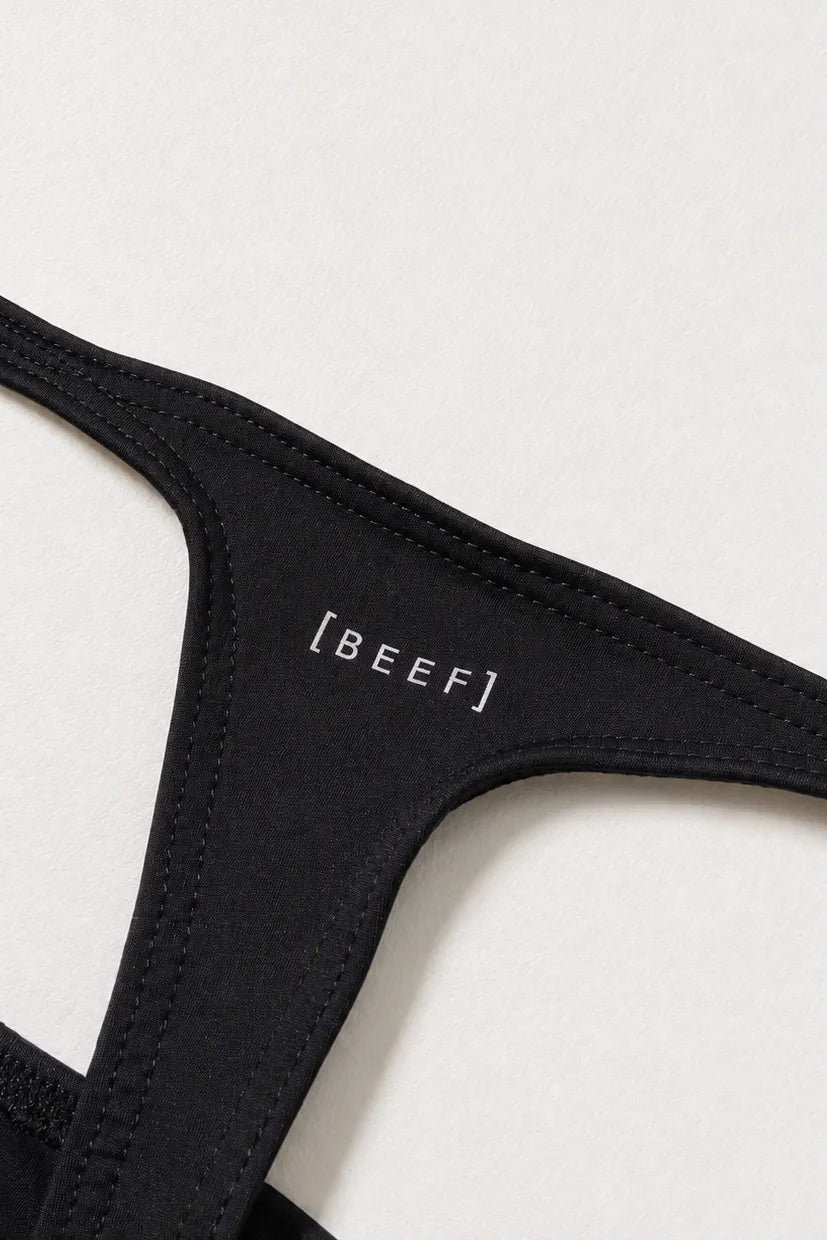JJ Malibu Men's Strappy Little Swim Thong - Midnight Black