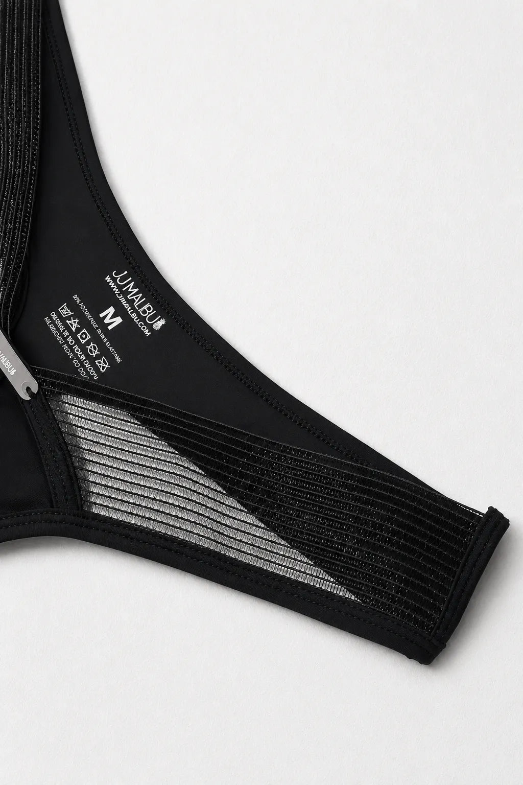 JJ Malibu Men's Lattice Side Mesh Thongs - Black Licorice