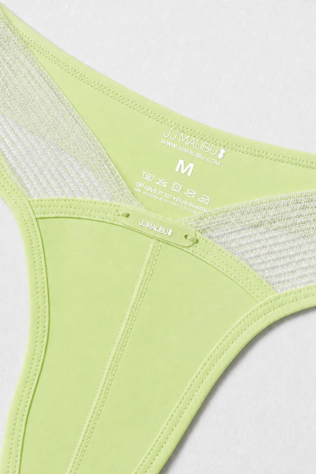 JJ Malibu Men's Lattice Side Mesh Thongs - Neon Yellow