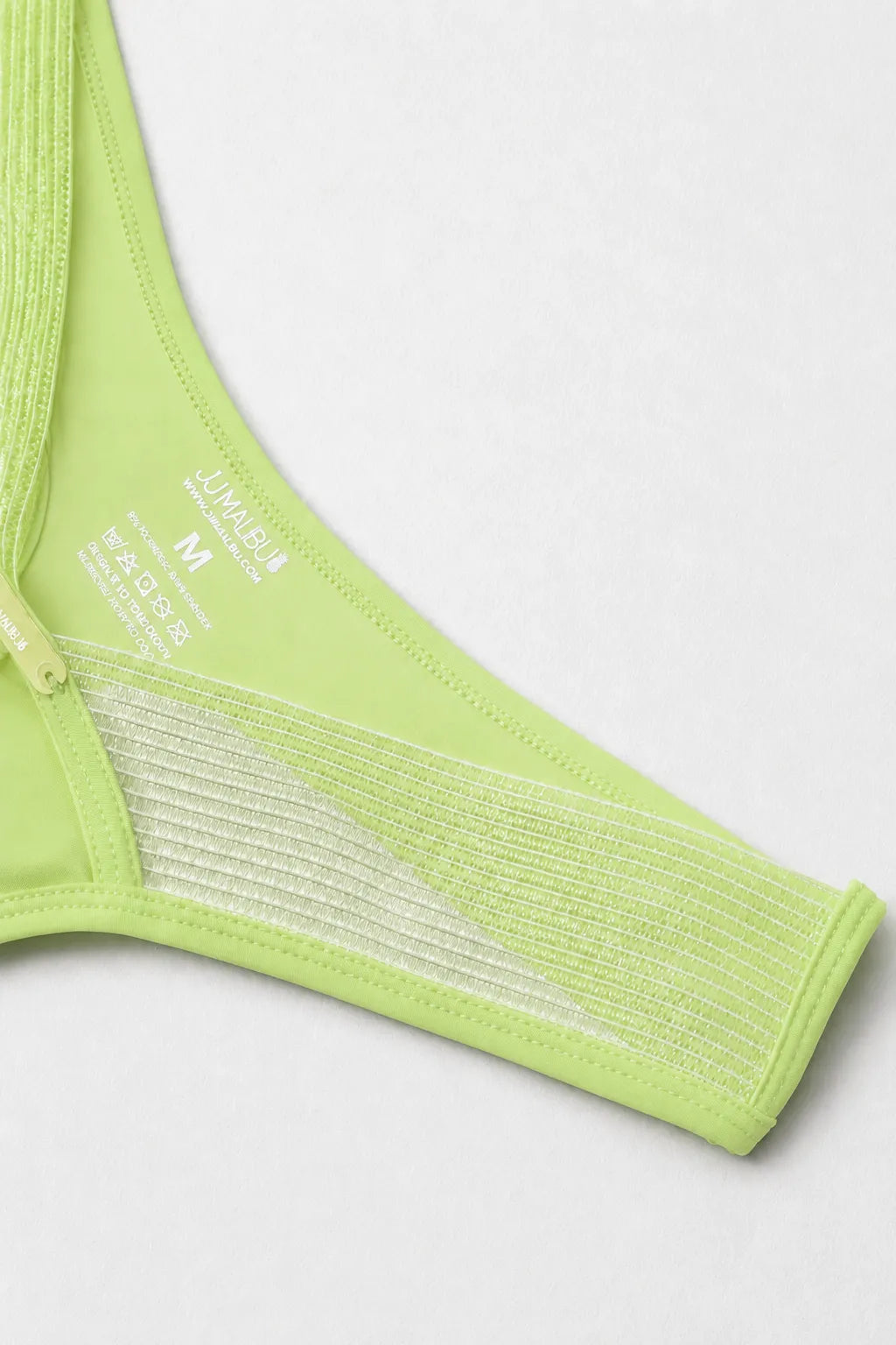 JJ Malibu Men's Lattice Side Mesh Thongs - Neon Yellow