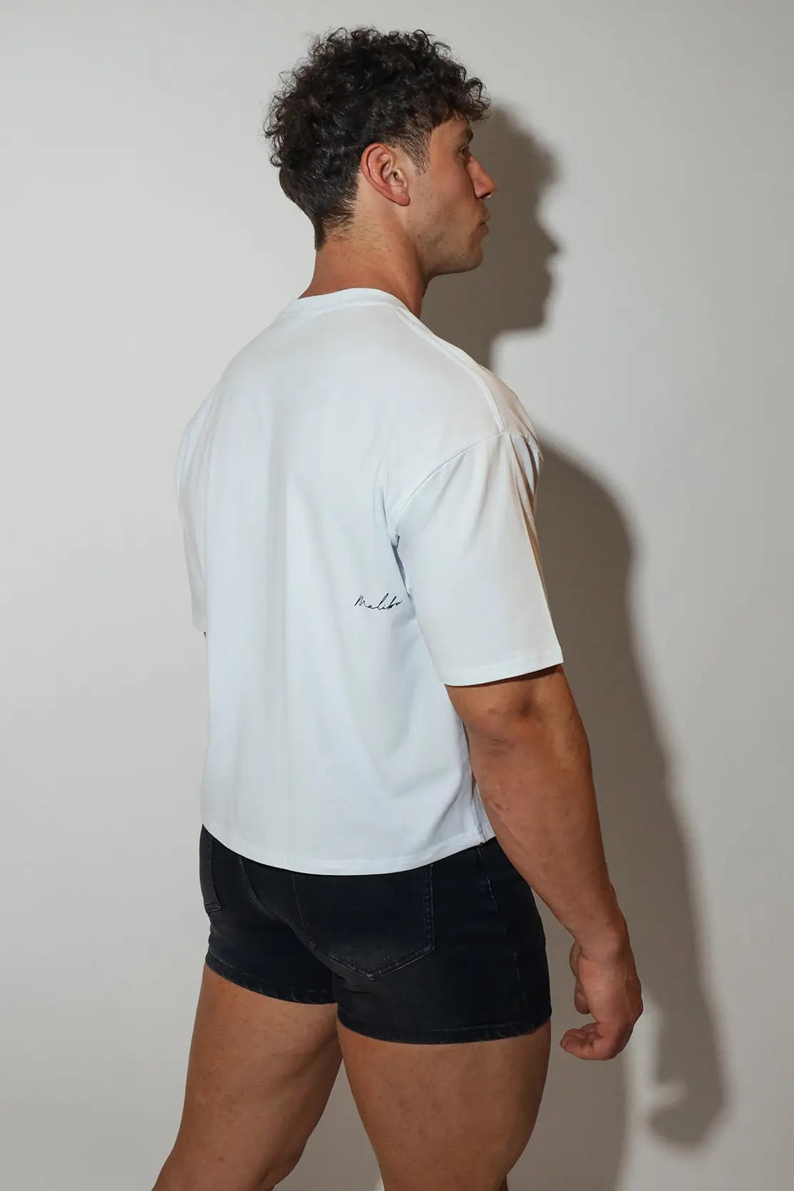 JJ Malibu Men's Oversized Relaxed Crop Top - Ivory