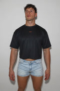 JJ Malibu Men's Cool-Dry Oversized Relaxed Crop Top - Onyx Black