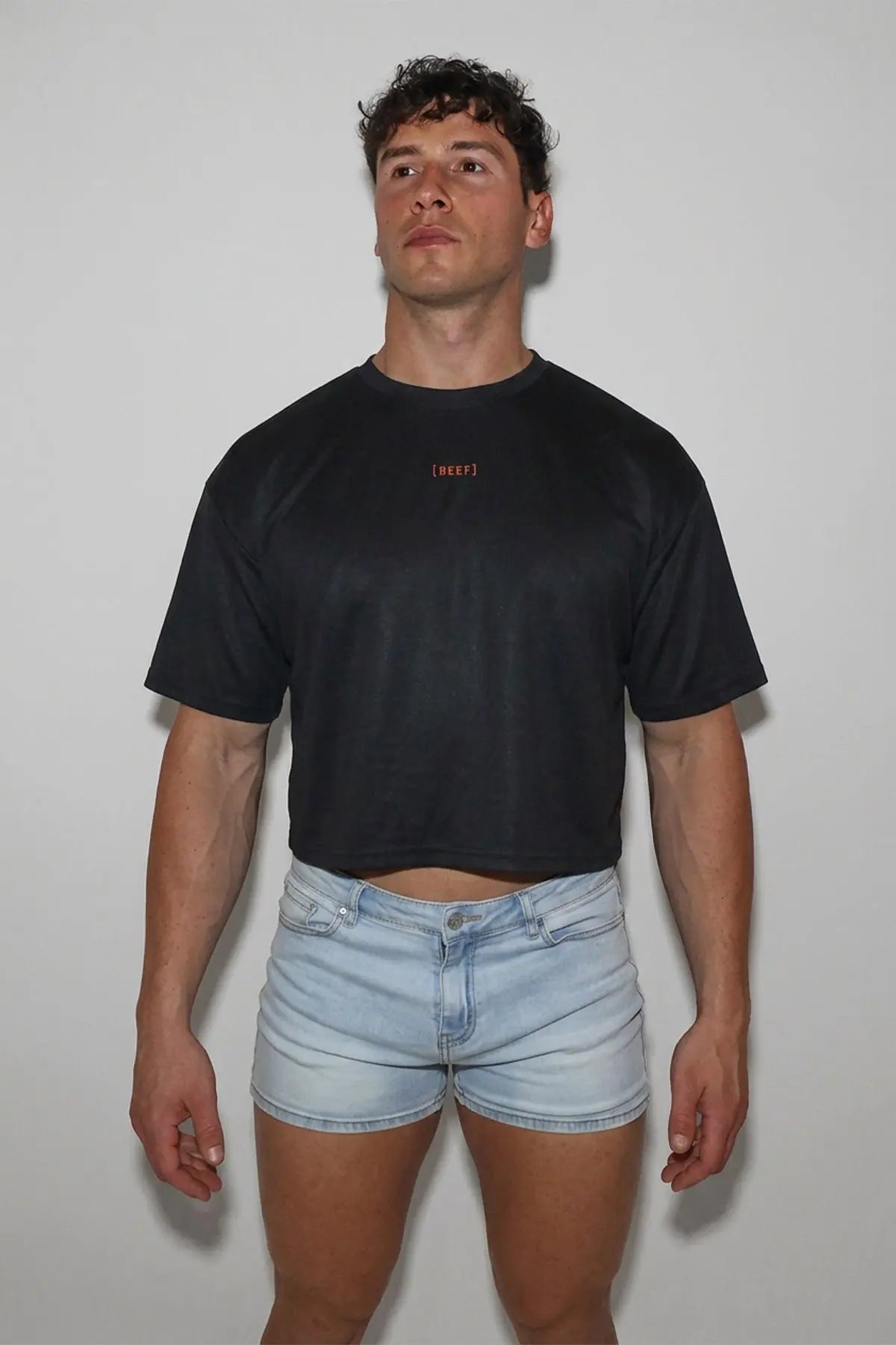 JJ Malibu Men's Cool-Dry Oversized Relaxed Crop Top - Onyx Black