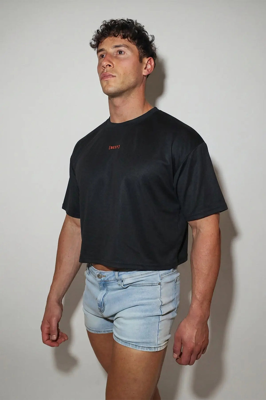 JJ Malibu Men's Cool-Dry Oversized Relaxed Crop Top - Onyx Black