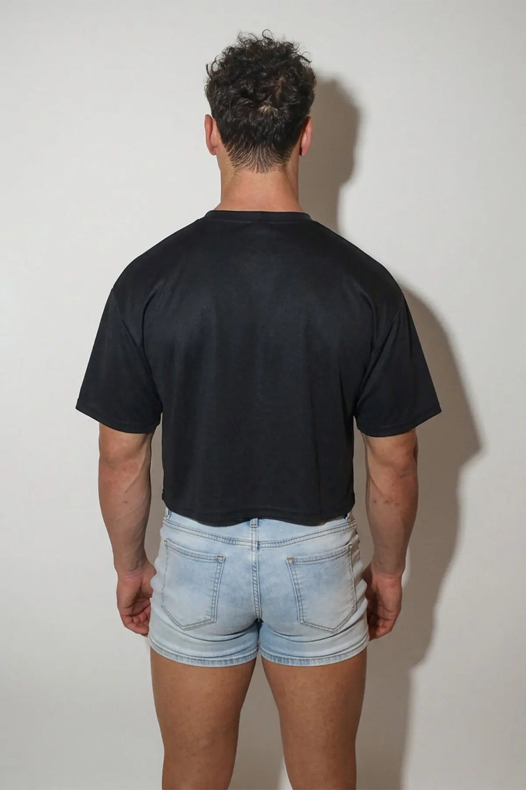 JJ Malibu Men's Cool-Dry Oversized Relaxed Crop Top - Onyx Black