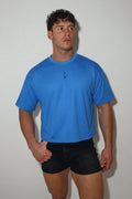 JJ Malibu Men's Cool-Dry Oversized Relaxed Crop Top - Cerulean Blue