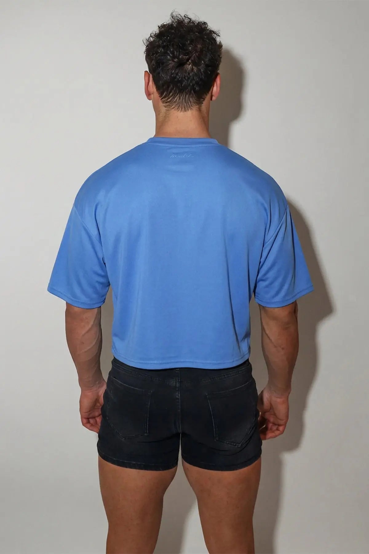 JJ Malibu Men's Cool-Dry Oversized Relaxed Crop Top - Cerulean Blue