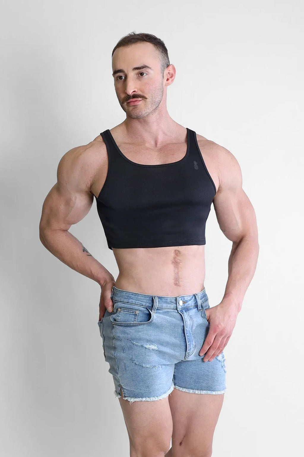 JJ Malibu Men's JJ Dry-Cool Crop Tank Top - Black