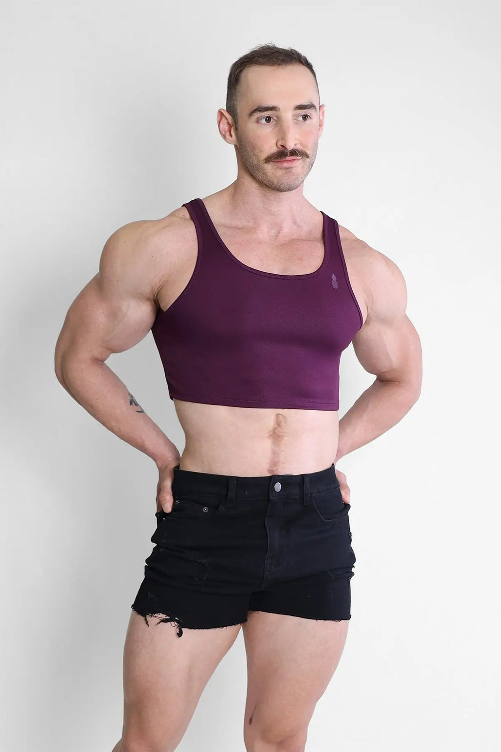 JJ Malibu Men's JJ Dry-Cool Crop Tank Top- Purple