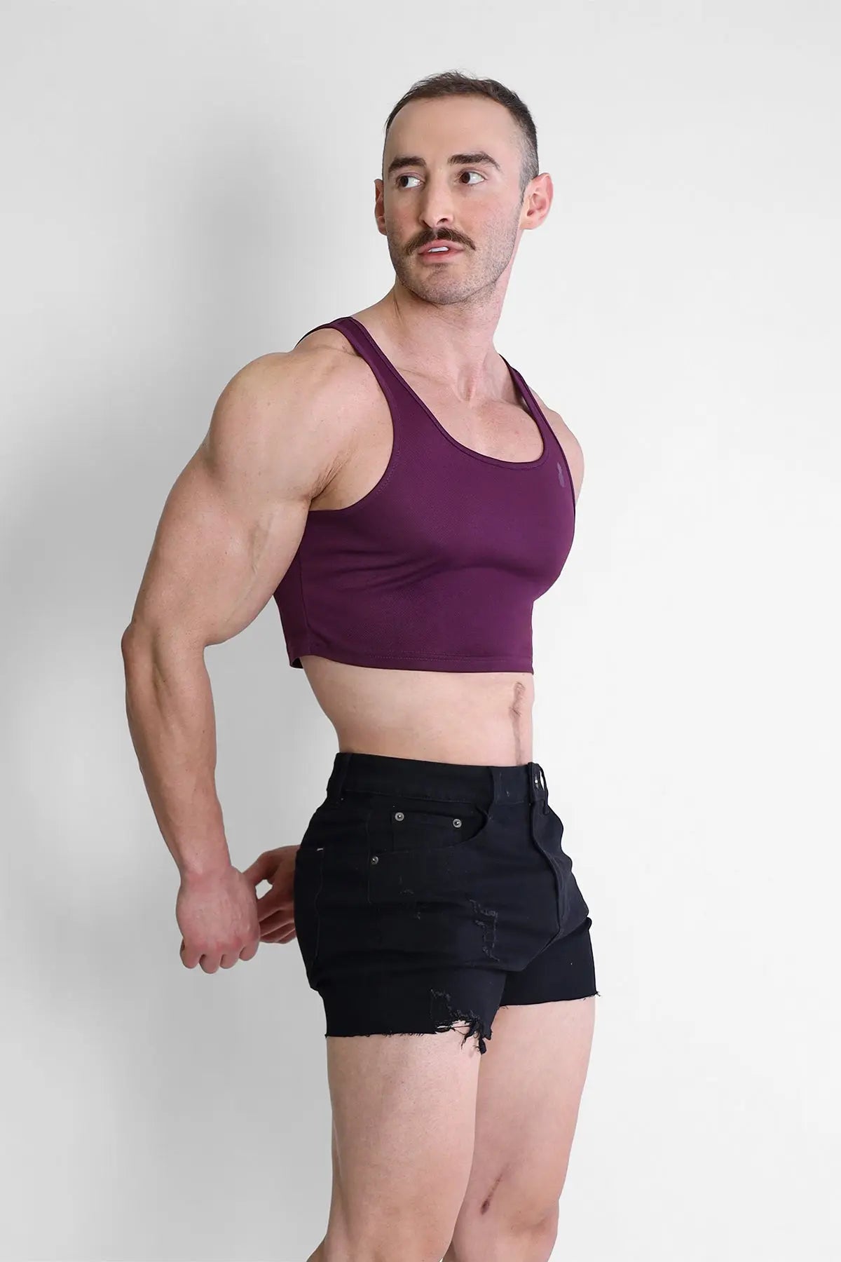 JJ Malibu Men's JJ Dry-Cool Crop Tank Top- Purple