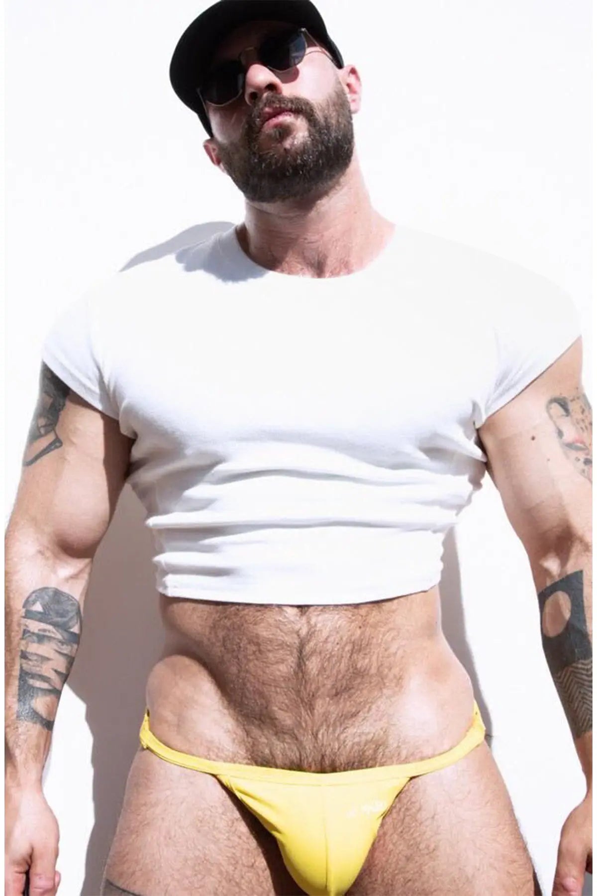 JJ Malibu Men's Cap Sleeve Rib Knit Crop Top - Ivory