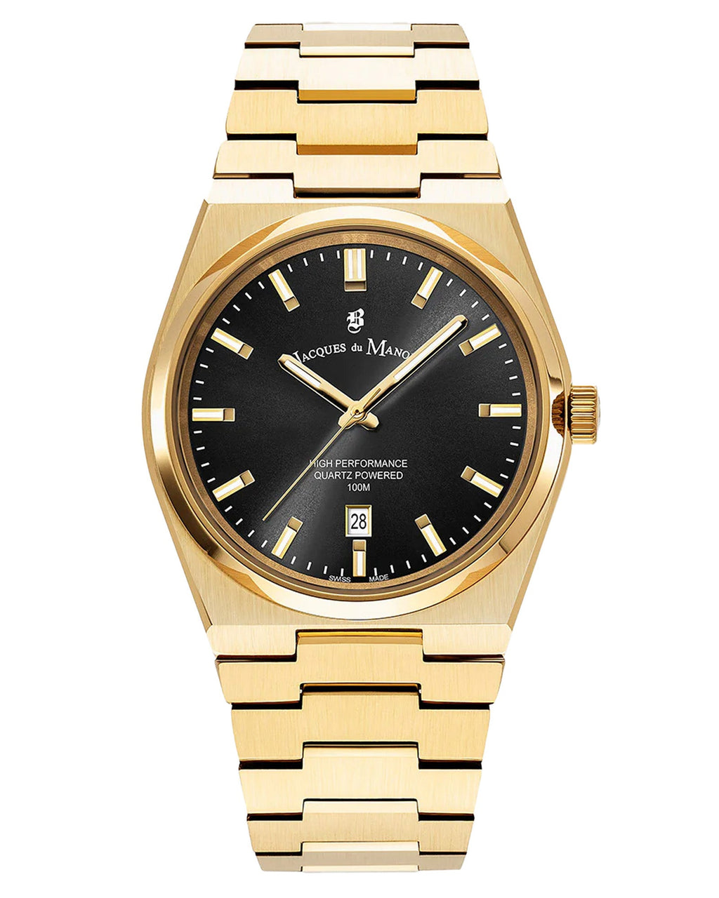JDM Horizon Gents 41mm Black Dial Gold Stainless Steel Strap Watch