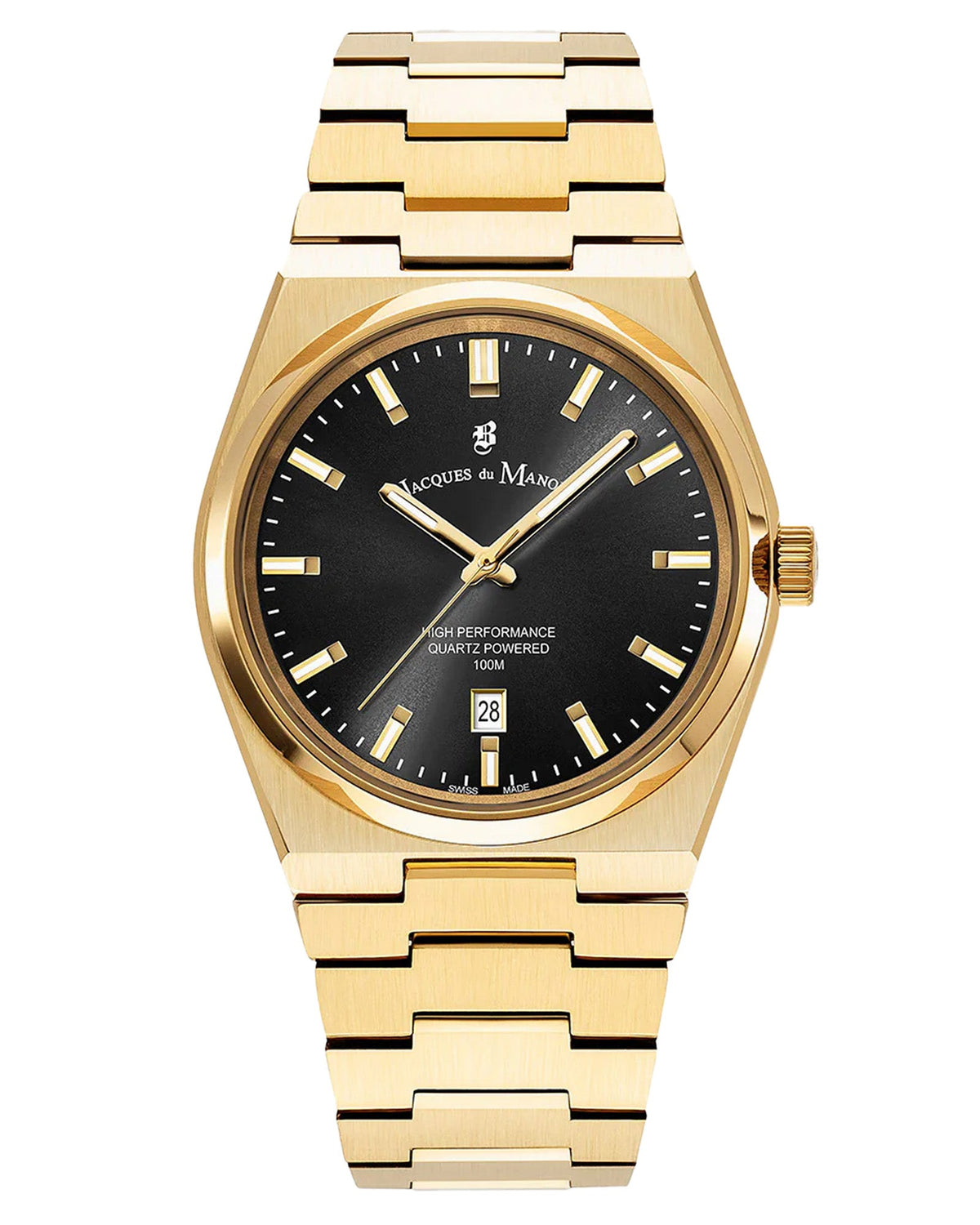 JDM Horizon Gents 41mm Black Dial Gold Stainless Steel Strap Watch