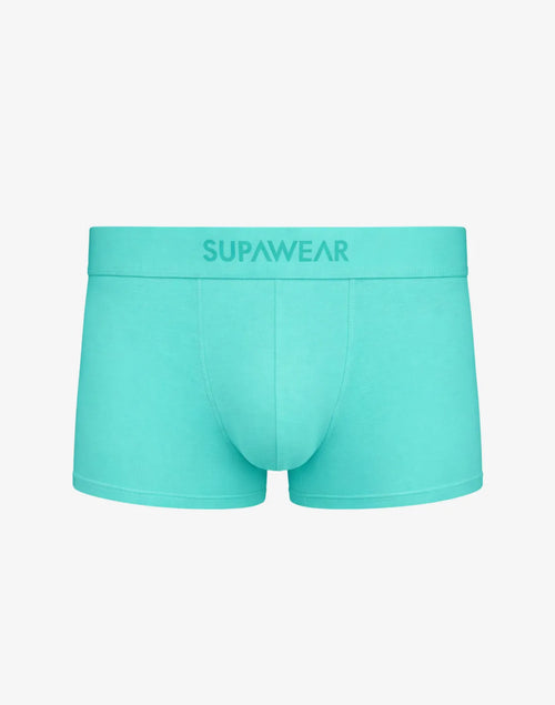 Mint green Supawear trunk underwear with branded waistband