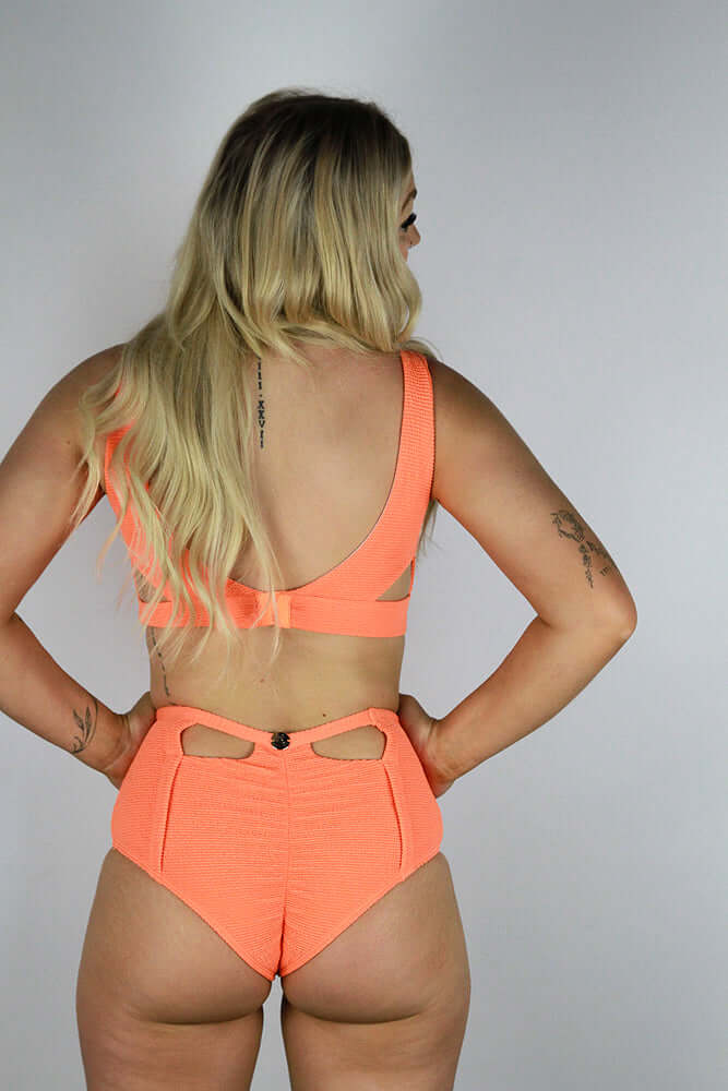 Lily Mid Waist Booty Shorts Orange | Pole Wear