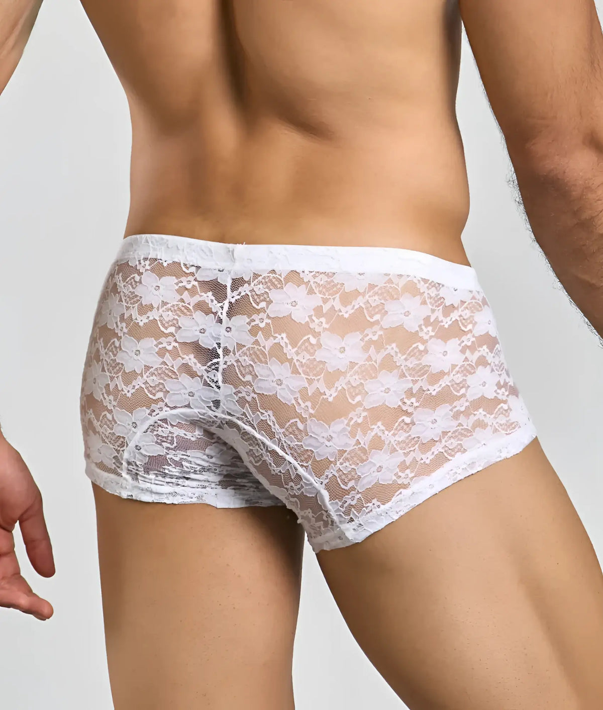 Mob menâ€™s lace boxer white floral lace menâ€™s underwear with sheer delicate design and subtle embellishments